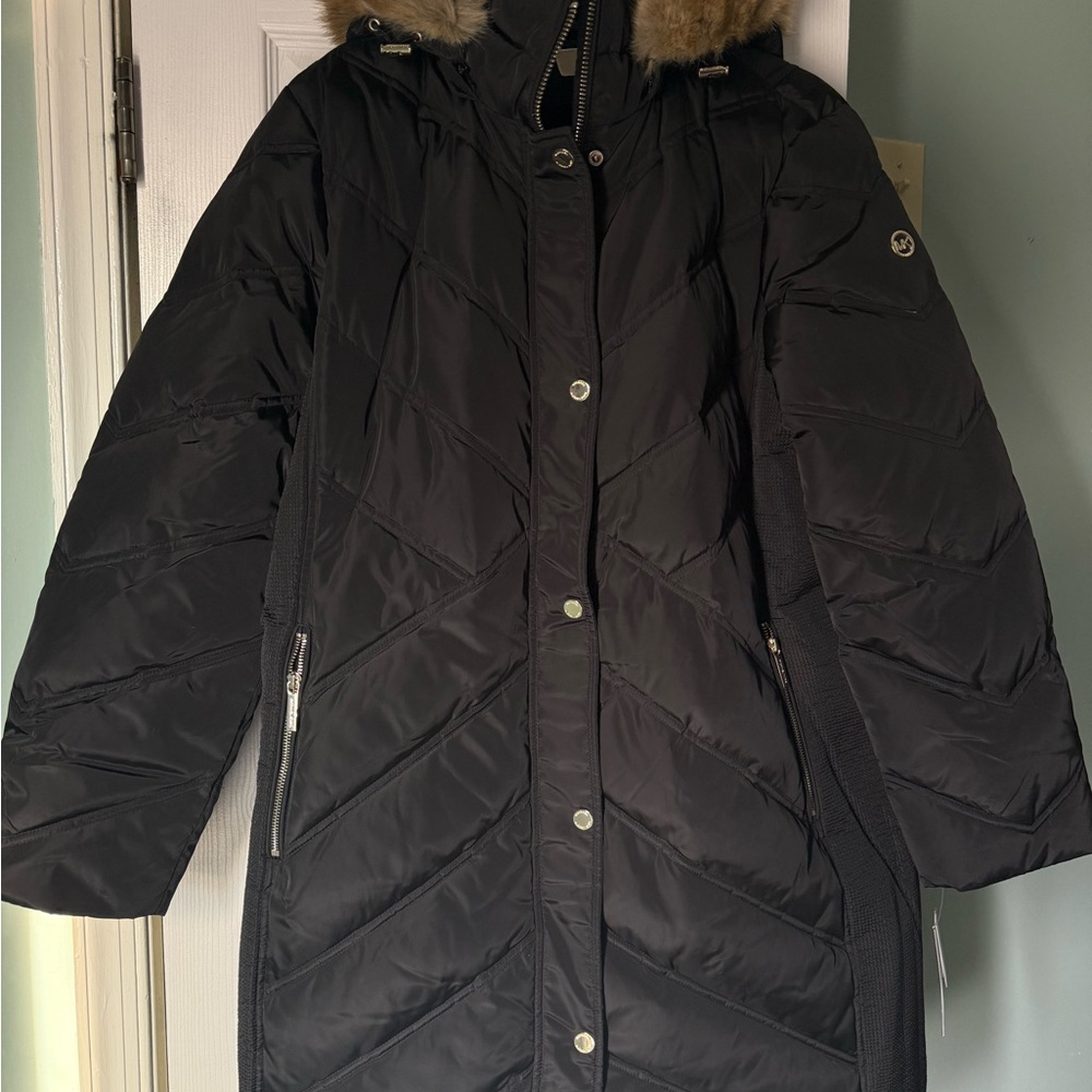 Michael Kors Black Puffer Coat with Fur Hood
